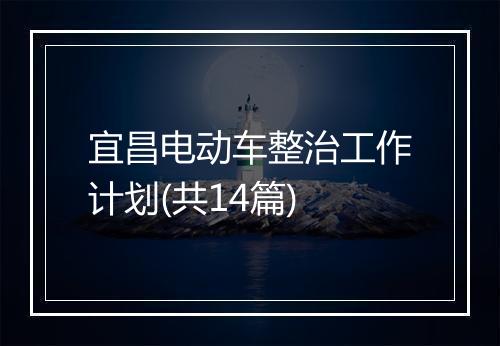 宜昌电动车整治工作计划(共14篇)