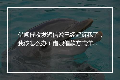 借呗催收发短信说已经起诉我了，我该怎么办（借呗催款方式详解）