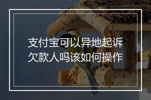 支付宝可以异地起诉欠款人吗该如何操作