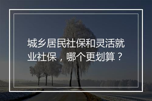 城乡居民社保和灵活就业社保，哪个更划算？