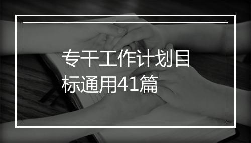 专干工作计划目标通用41篇