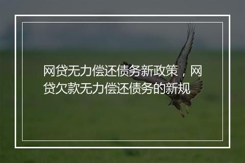 网贷无力偿还债务新政策，网贷欠款无力偿还债务的新规