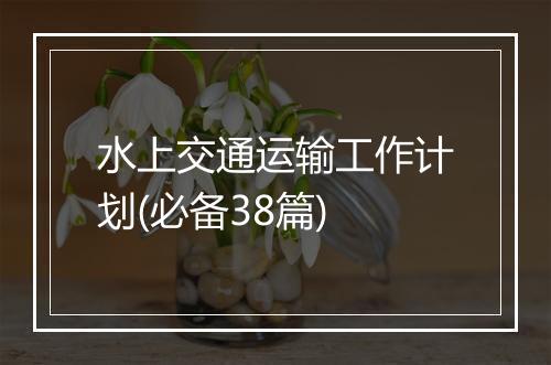 水上交通运输工作计划(必备38篇)