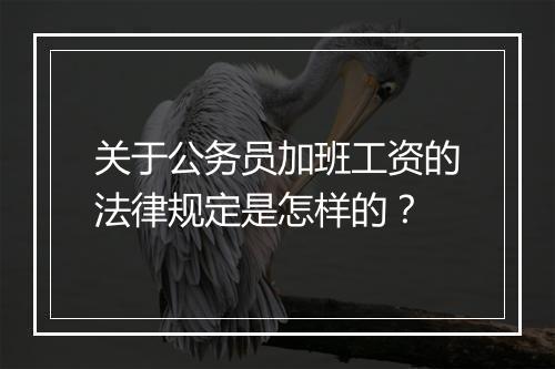 关于公务员加班工资的法律规定是怎样的？