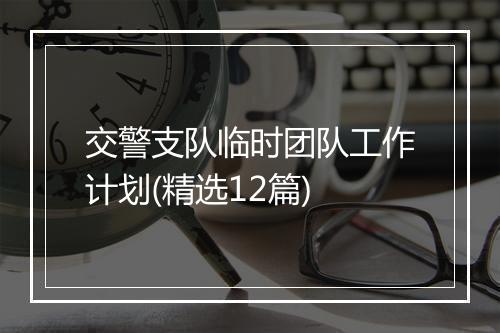 交警支队临时团队工作计划(精选12篇)