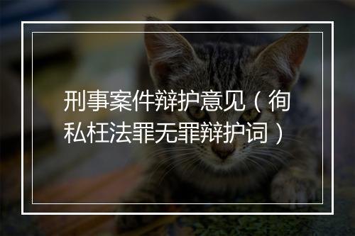 刑事案件辩护意见（徇私枉法罪无罪辩护词）