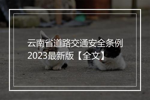 云南省道路交通安全条例2023最新版【全文】