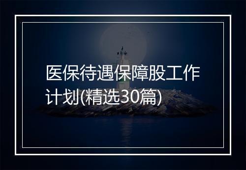 医保待遇保障股工作计划(精选30篇)