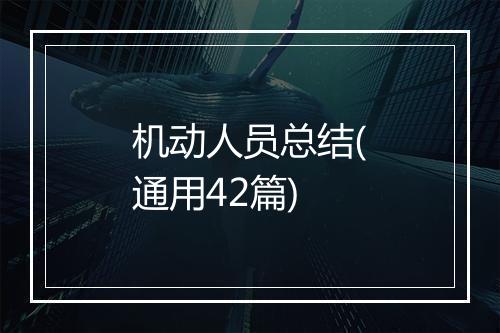 机动人员总结(通用42篇)