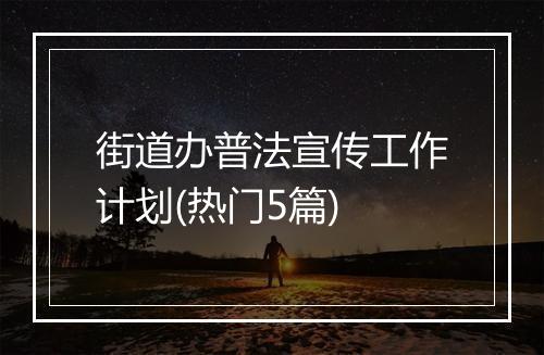 街道办普法宣传工作计划(热门5篇)