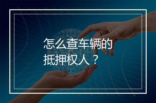 怎么查车辆的抵押权人？