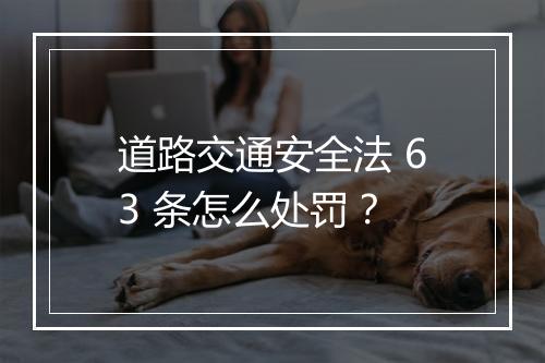道路交通安全法 63 条怎么处罚？