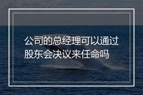 公司的总经理可以通过股东会决议来任命吗