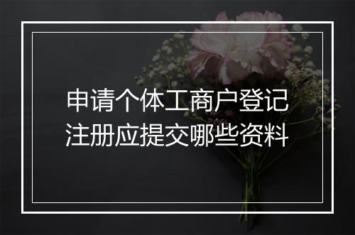 申请个体工商户登记注册应提交哪些资料