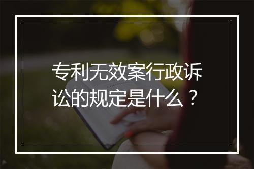 专利无效案行政诉讼的规定是什么？
