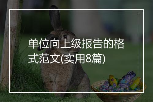 单位向上级报告的格式范文(实用8篇)
