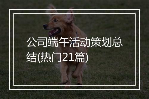 公司端午活动策划总结(热门21篇)