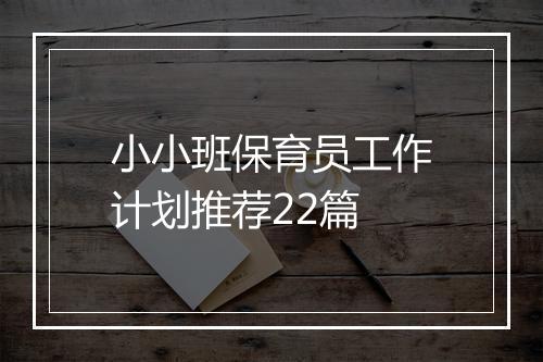 小小班保育员工作计划推荐22篇