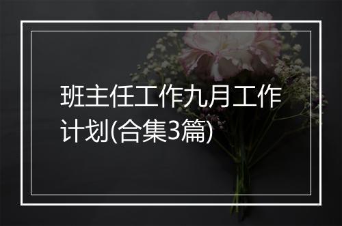 班主任工作九月工作计划(合集3篇)