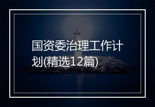 国资委治理工作计划(精选12篇)