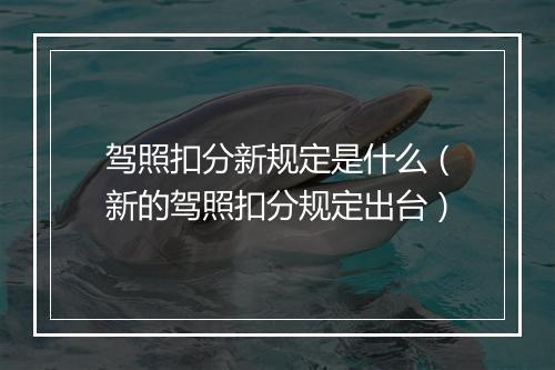 驾照扣分新规定是什么（新的驾照扣分规定出台）
