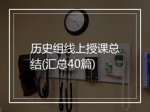 历史组线上授课总结(汇总40篇)