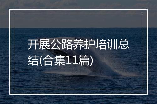 开展公路养护培训总结(合集11篇)