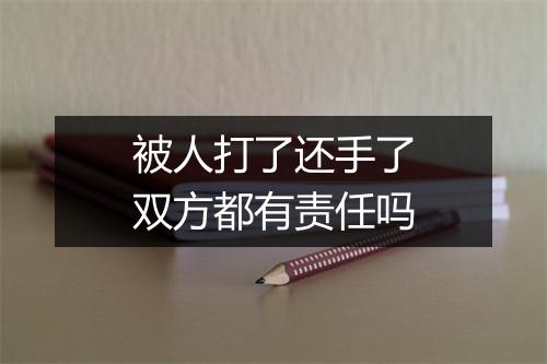 被人打了还手了双方都有责任吗