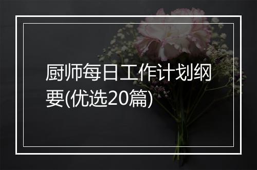 厨师每日工作计划纲要(优选20篇)