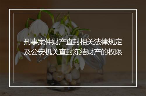 刑事案件财产查封相关法律规定及公安机关查封冻结财产的权限