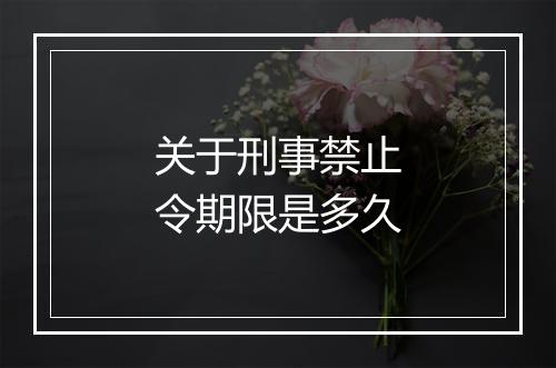 关于刑事禁止令期限是多久