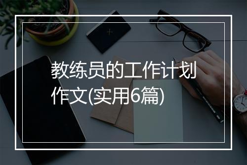 教练员的工作计划作文(实用6篇)
