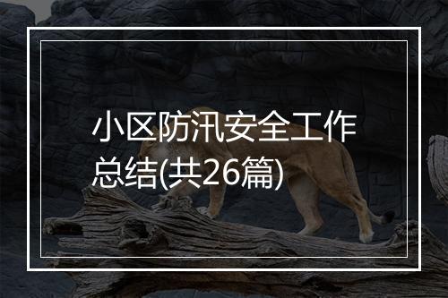 小区防汛安全工作总结(共26篇)