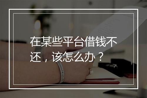 在某些平台借钱不还，该怎么办？