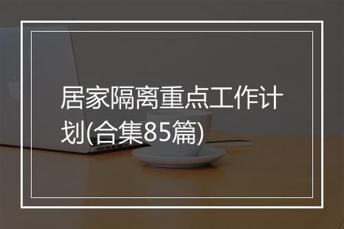 居家隔离重点工作计划(合集85篇)