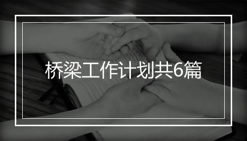 桥梁工作计划共6篇