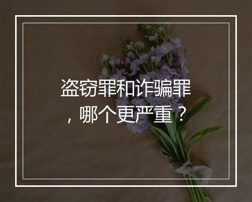 盗窃罪和诈骗罪，哪个更严重？