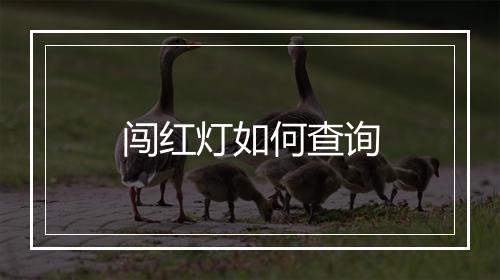 闯红灯如何查询