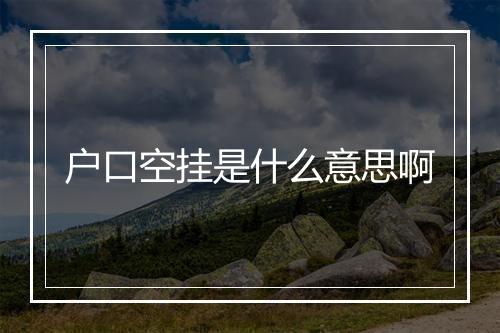 户口空挂是什么意思啊