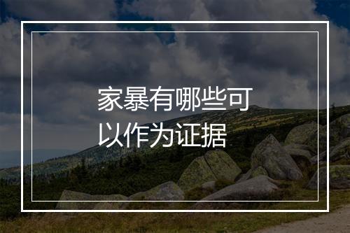 家暴有哪些可以作为证据