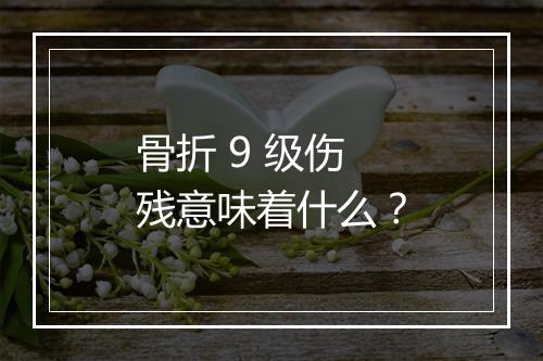 骨折 9 级伤残意味着什么？