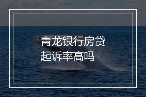 青龙银行房贷起诉率高吗