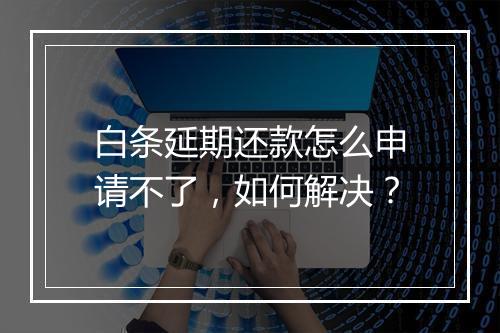 白条延期还款怎么申请不了，如何解决？