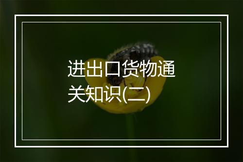 进出口货物通关知识(二)