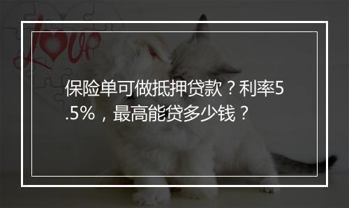 保险单可做抵押贷款？利率5.5%，最高能贷多少钱？