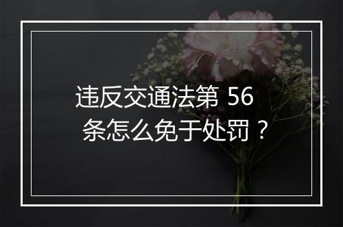 违反交通法第 56 条怎么免于处罚？