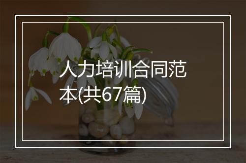 人力培训合同范本(共67篇)