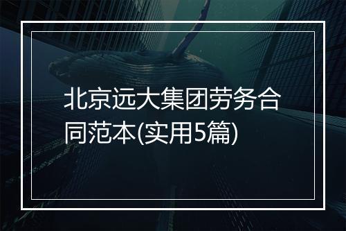北京远大集团劳务合同范本(实用5篇)