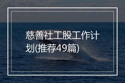 慈善社工股工作计划(推荐49篇)