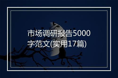 市场调研报告5000字范文(实用17篇)